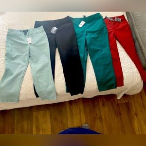 Lot of 4 straight crop capris.Colors: celadon, black, harbour, cinnamon